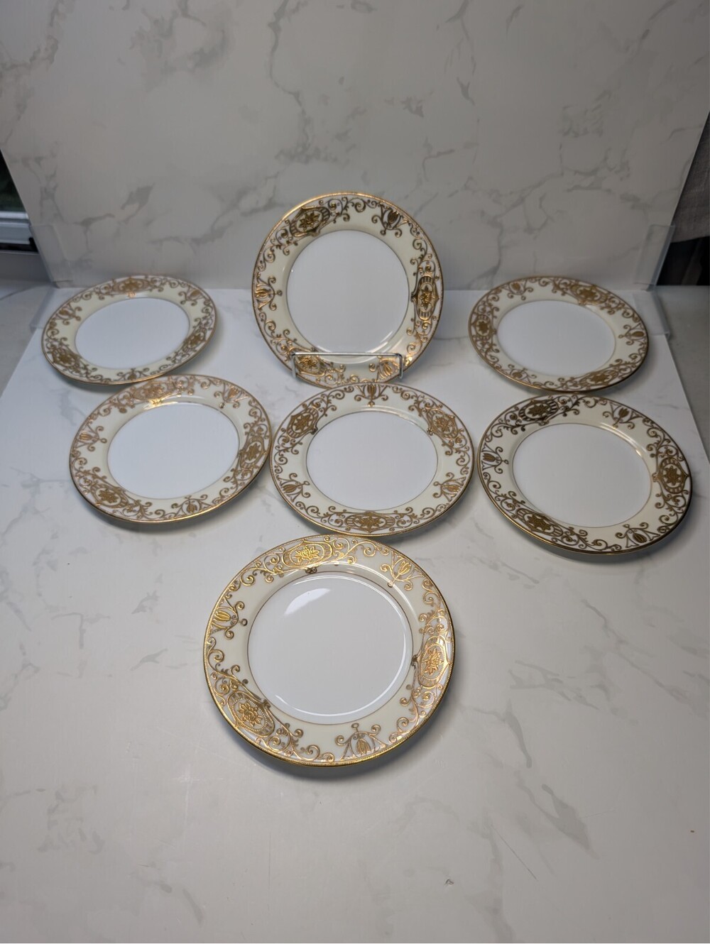 Noritake Christmas Ball No. 175 Bread Butter Plates Set of 7 Antique Japan